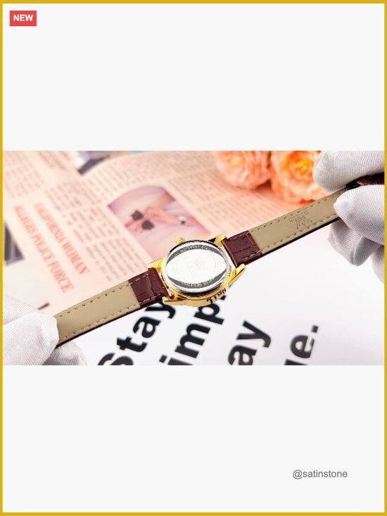 Leather Chronograph Watch with Day Date Diamond Retro Dial main image 5